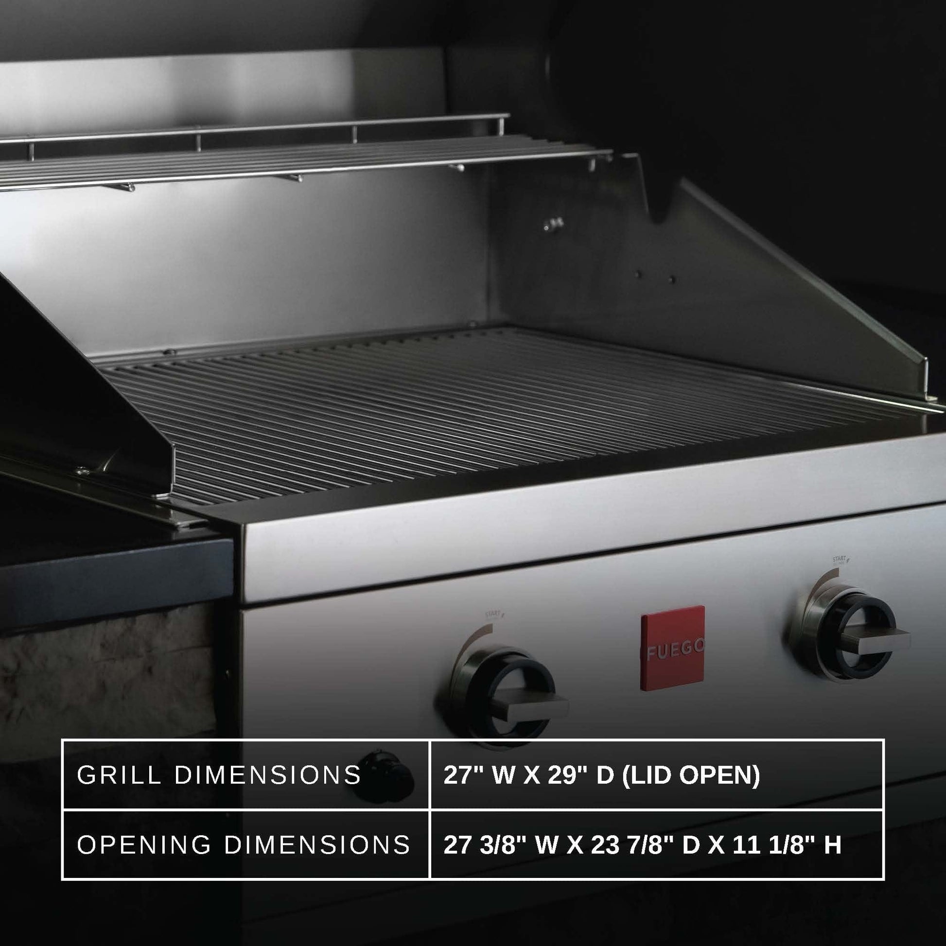 Fuego Grills Fuego 27” Built-In Gas Grill / Stainless Steel / F27S-B or F27S-B-NG