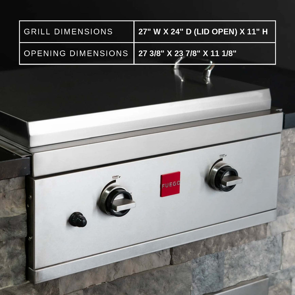 Fuego Grills Fuego F27S-Griddle-B Built-In All 304SS Gas Griddle | F27S-Griddle-B / F27S-Griddle-B-NG