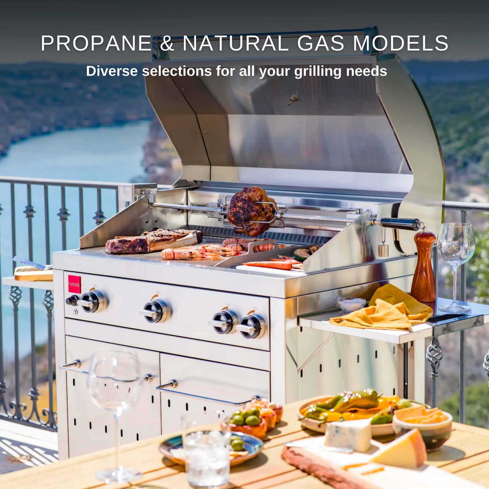 Fuego Grills Fuego F36S-Pro All 304SS Gas Grill w/ Lights & Rear Burner | F36S-Pro/F36S-Pro-NG