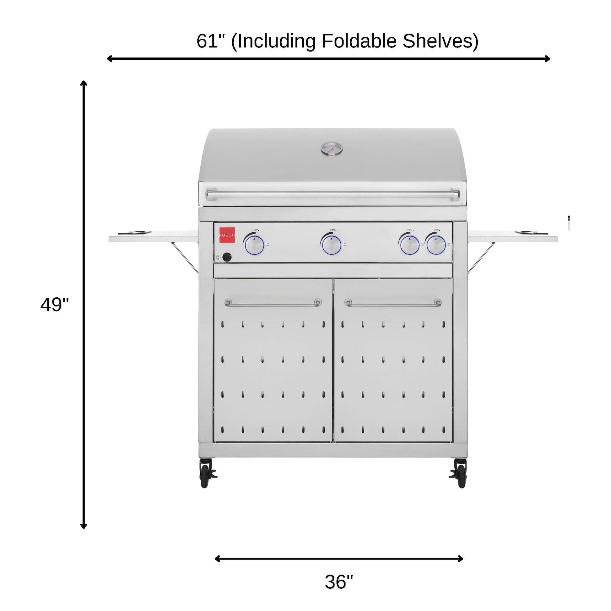 Fuego Grills Fuego F36S-Pro All 304SS Gas Grill w/ Lights & Rear Burner | F36S-Pro/F36S-Pro-NG