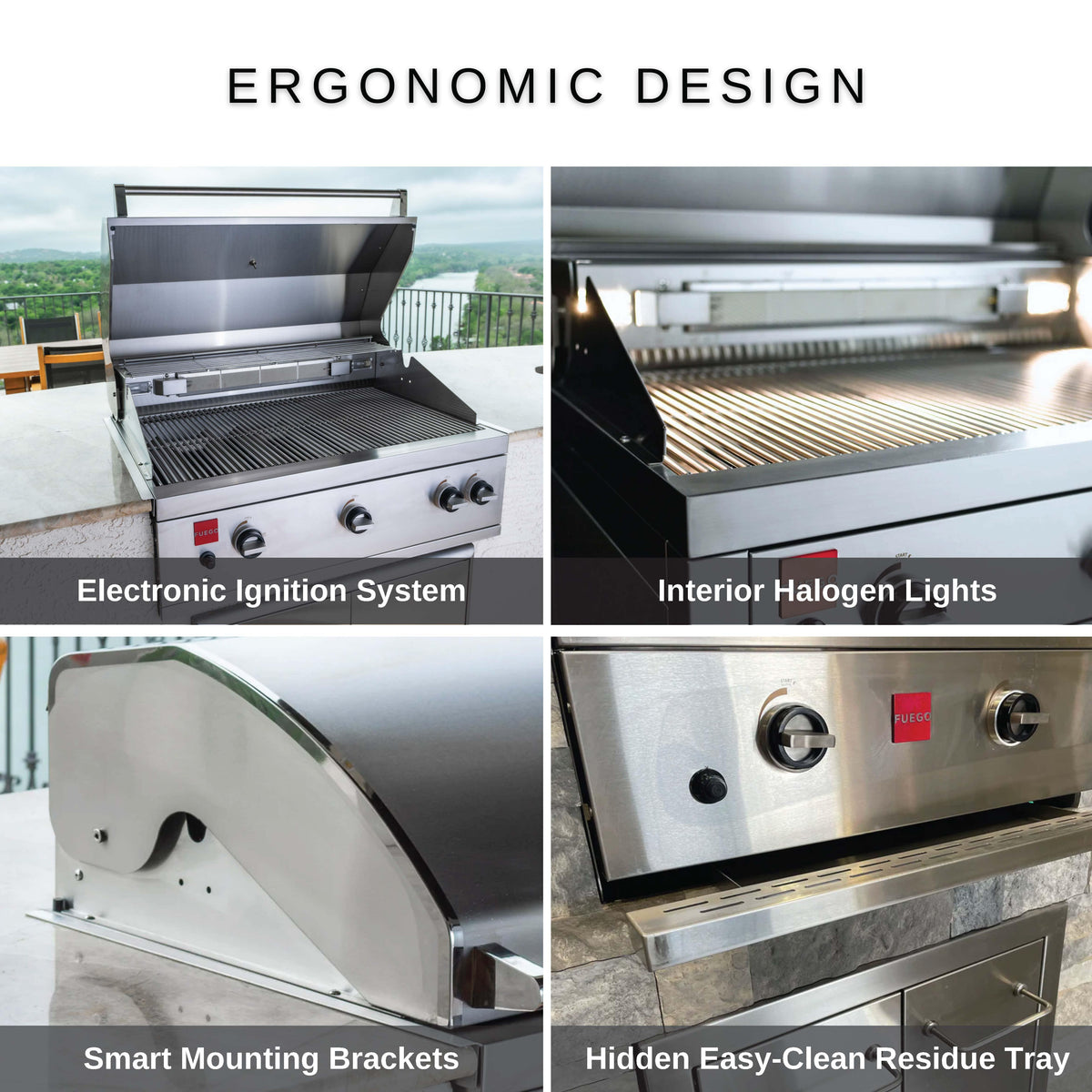 Fuego Grills Fuego F36S-Pro-B Built-in All 304SS Gas Grill w/ Lights &amp; Rear Burner | F36S-Pro-B / F36S-Pro-B-NG