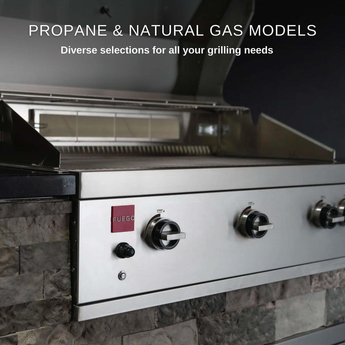Fuego Grills Fuego F36S-Pro-B Built-in All 304SS Gas Grill w/ Lights &amp; Rear Burner | F36S-Pro-B / F36S-Pro-B-NG