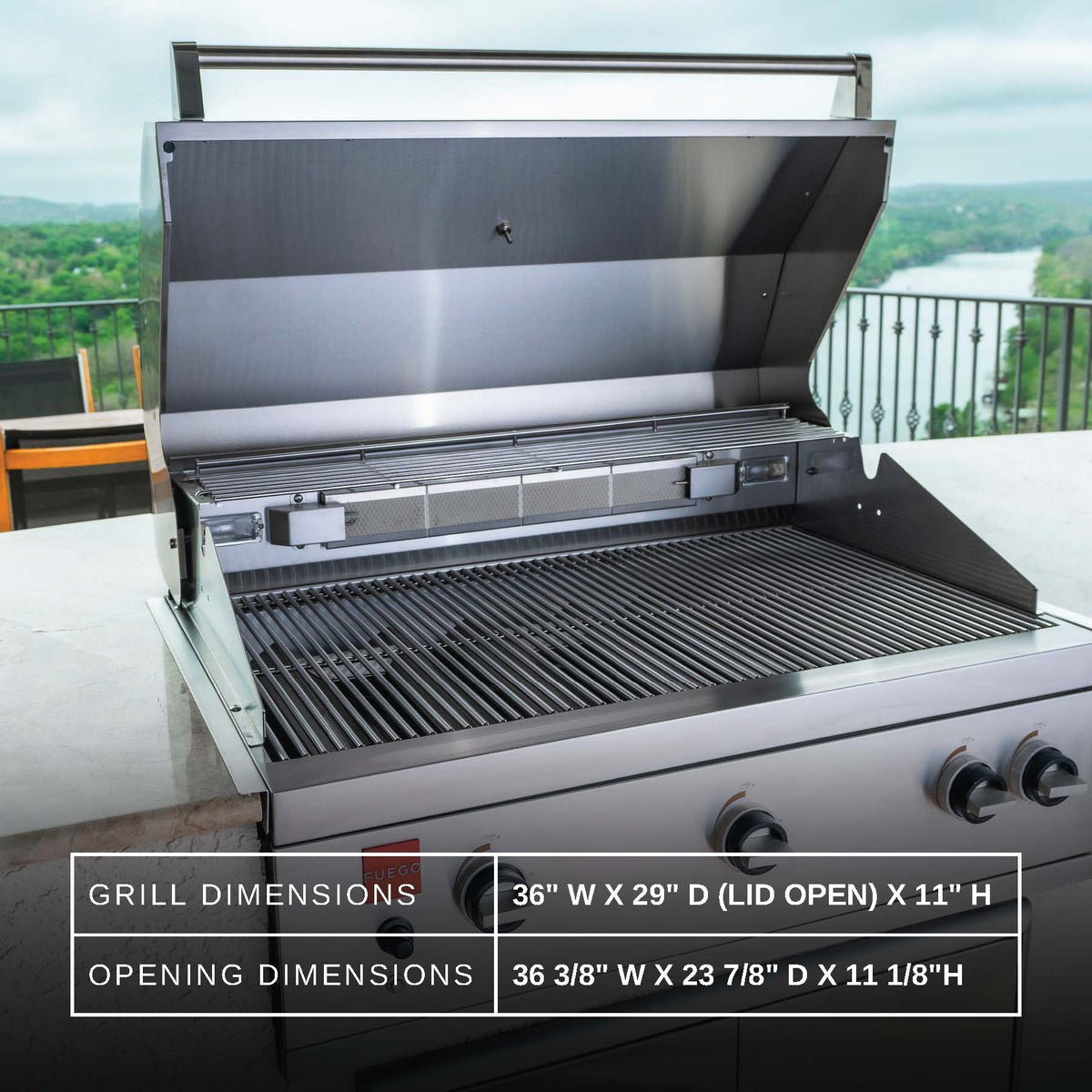 Fuego Grills Fuego F36S-Pro-B Built-in All 304SS Gas Grill w/ Lights &amp; Rear Burner | F36S-Pro-B / F36S-Pro-B-NG
