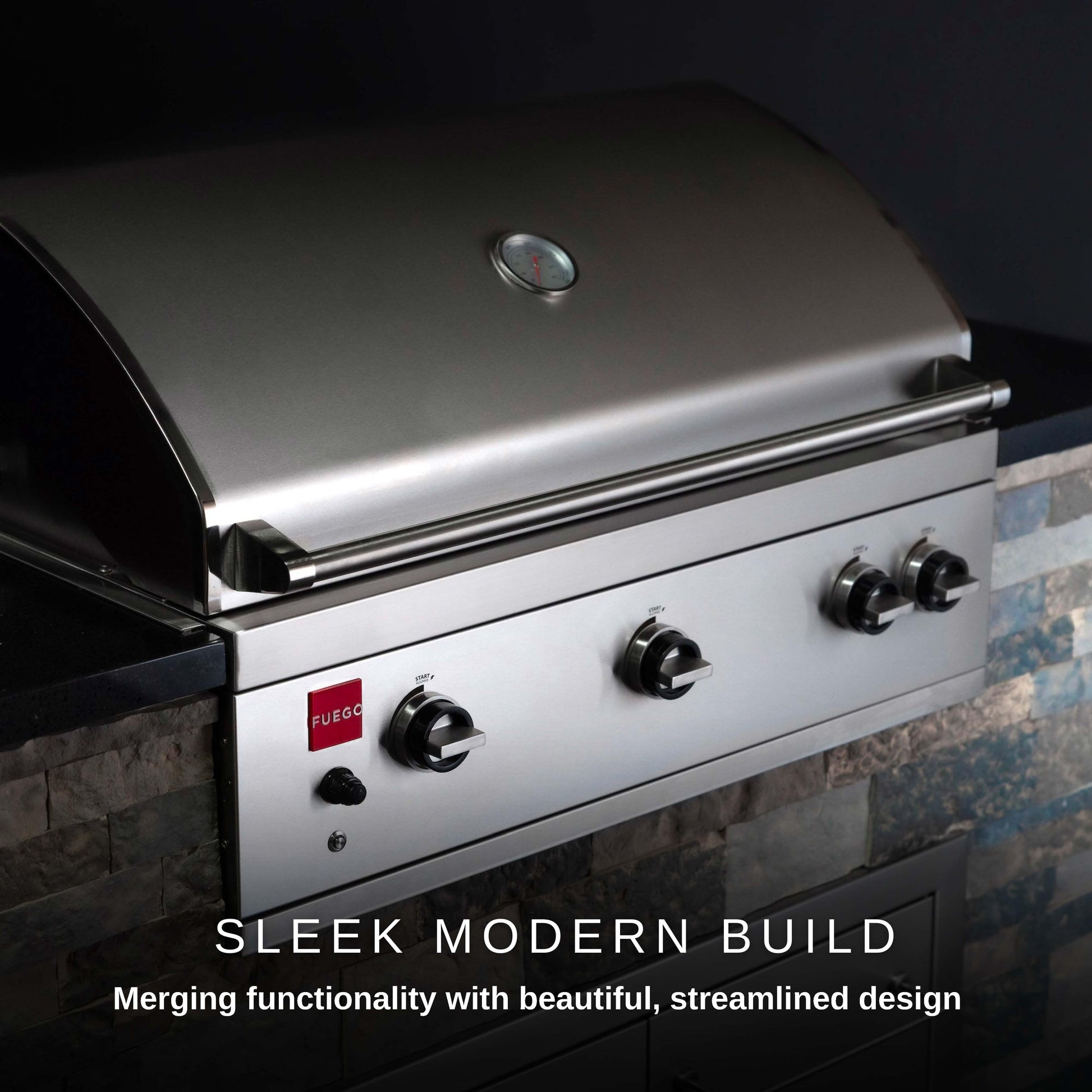 Fuego Grills Fuego F36S-Pro-B Built-in All 304SS Gas Grill w/ Lights & Rear Burner | F36S-Pro-B / F36S-Pro-B-NG