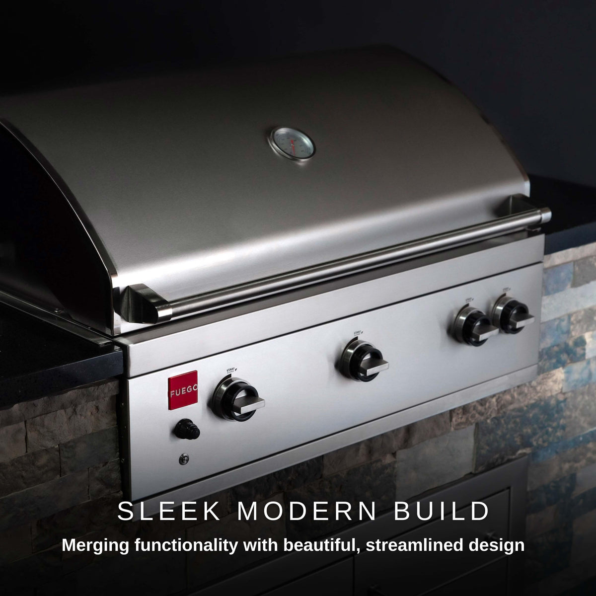 Fuego Grills Fuego F36S-Pro-B Built-in All 304SS Gas Grill w/ Lights &amp; Rear Burner | F36S-Pro-B / F36S-Pro-B-NG