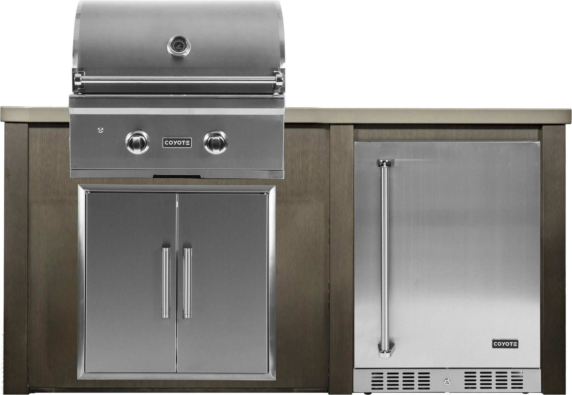 Haven Islands Antique Balck / Liquid Propane / Left Haven 5 1/2’ Ft Coyote Outdoor Kitchen Island w/ 24" Refrigerator HCOY72REF
