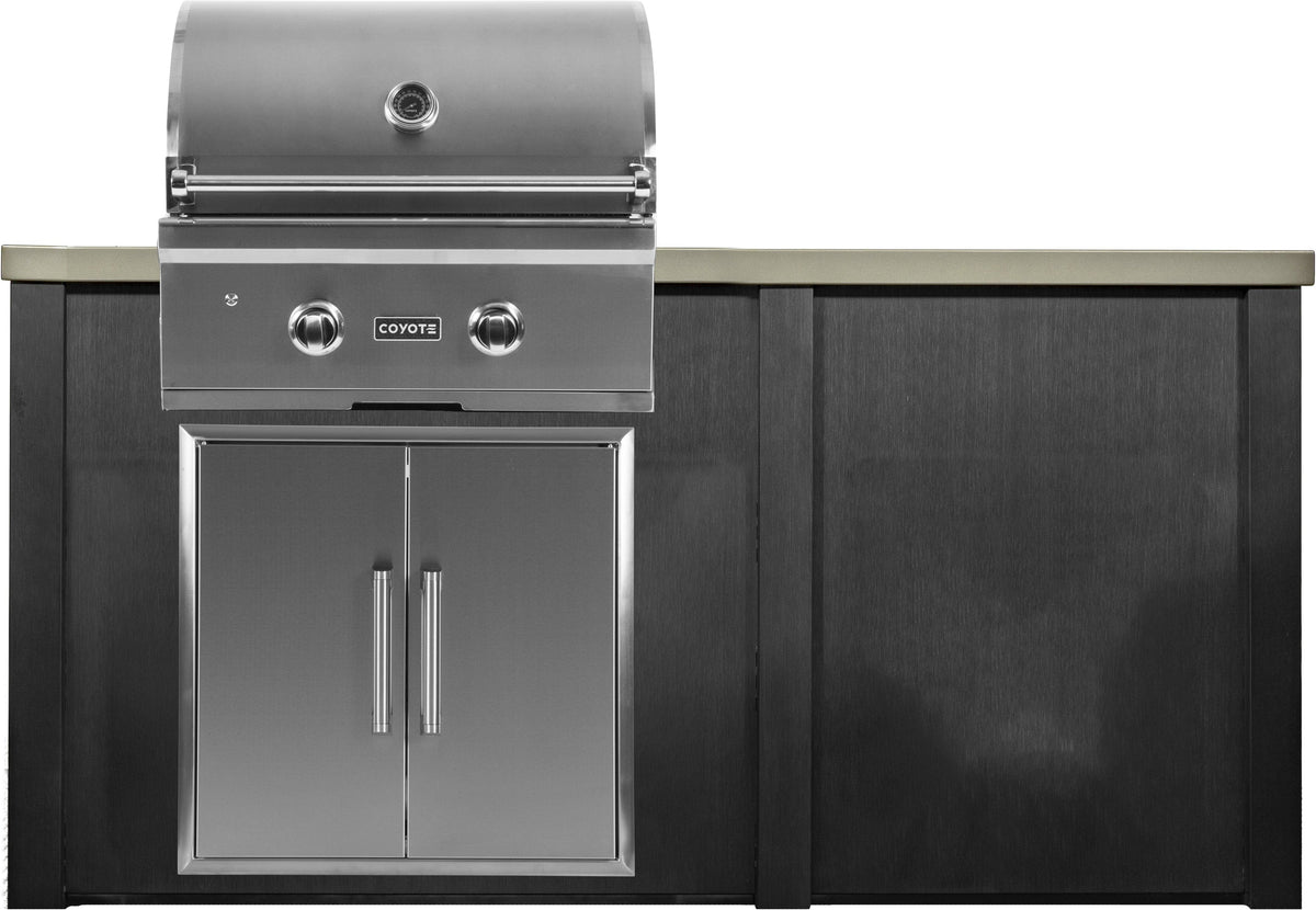 Haven Islands Brushed Black / Liquid Propane / Left Haven 5 1/2’ Ft Coyote Outdoor Kitchen Island w/ Plain Panel HCOY72PAN