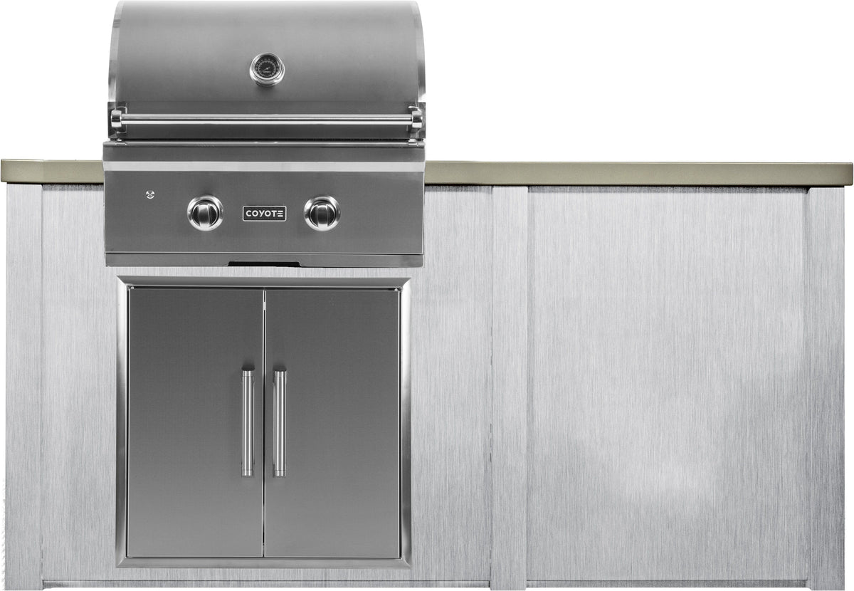 Haven Islands Harbor Gray / Liquid Propane / Left Haven 5 1/2’ Ft Coyote Outdoor Kitchen Island w/ Plain Panel HCOY72PAN