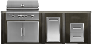 Haven Islands Haven 8 Ft Coyote Outdoor Kitchen Island w/ 2 Drawer Cabinet HCOY96DRAW