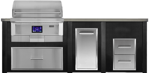 Haven Islands Haven 8 Ft Coyote Pellet Outdoor Kitchen Island w/ 2 Drawer Cabinet HCOY96PDRAW