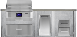Haven Islands Haven 8 Ft Coyote Pellet Outdoor Kitchen Island w/ 2 Drawer Cabinet HCOY96PDRAW