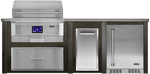 Haven Islands Antique Bronze / Natural Gas / Left Haven 8 Ft Coyote Pellet Outdoor Kitchen Island w/ 24" Refrigerator HCOY96PREF