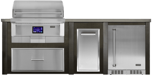 Haven Islands Antique Bronze / Natural Gas / Left Haven 8 Ft Coyote Pellet Outdoor Kitchen Island w/ 24" Refrigerator HCOY96PREF