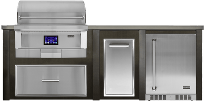 Haven Islands Antique Bronze / Natural Gas / Left Haven 8 Ft Coyote Pellet Outdoor Kitchen Island w/ 24" Refrigerator HCOY96PREF