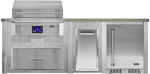 Haven Islands Harbor Gray / Natural Gas / Left Haven 8 Ft Coyote Pellet Outdoor Kitchen Island w/ 24" Refrigerator HCOY96PREF