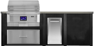 Haven Islands Brushed Black / Natural Gas Haven 8 Ft Coyote Pellet Outdoor Kitchen Island w/ Plain Panel HCOY96PPAN