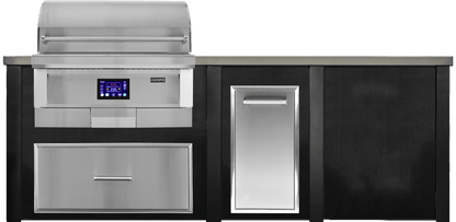 Haven Islands Brushed Black / Natural Gas Haven 8 Ft Coyote Pellet Outdoor Kitchen Island w/ Plain Panel HCOY96PPAN