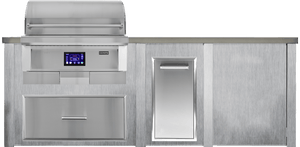 Haven Islands Harbor Gray / Natural Gas Haven 8 Ft Coyote Pellet Outdoor Kitchen Island w/ Plain Panel HCOY96PPAN