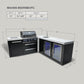 Mont Alpi 400 Black Stainless Steel Island with 90 Degree Corner, Beverage Center, and Fridge Cabinet | 4-Burner Grill, Sink, 2 Fridges | MAi400-BSS90BEVFC