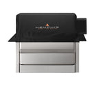 Stainless steel built-in grill with premium ITC3 cover, sleek front view, perfect for luxury outdoor kitchens.