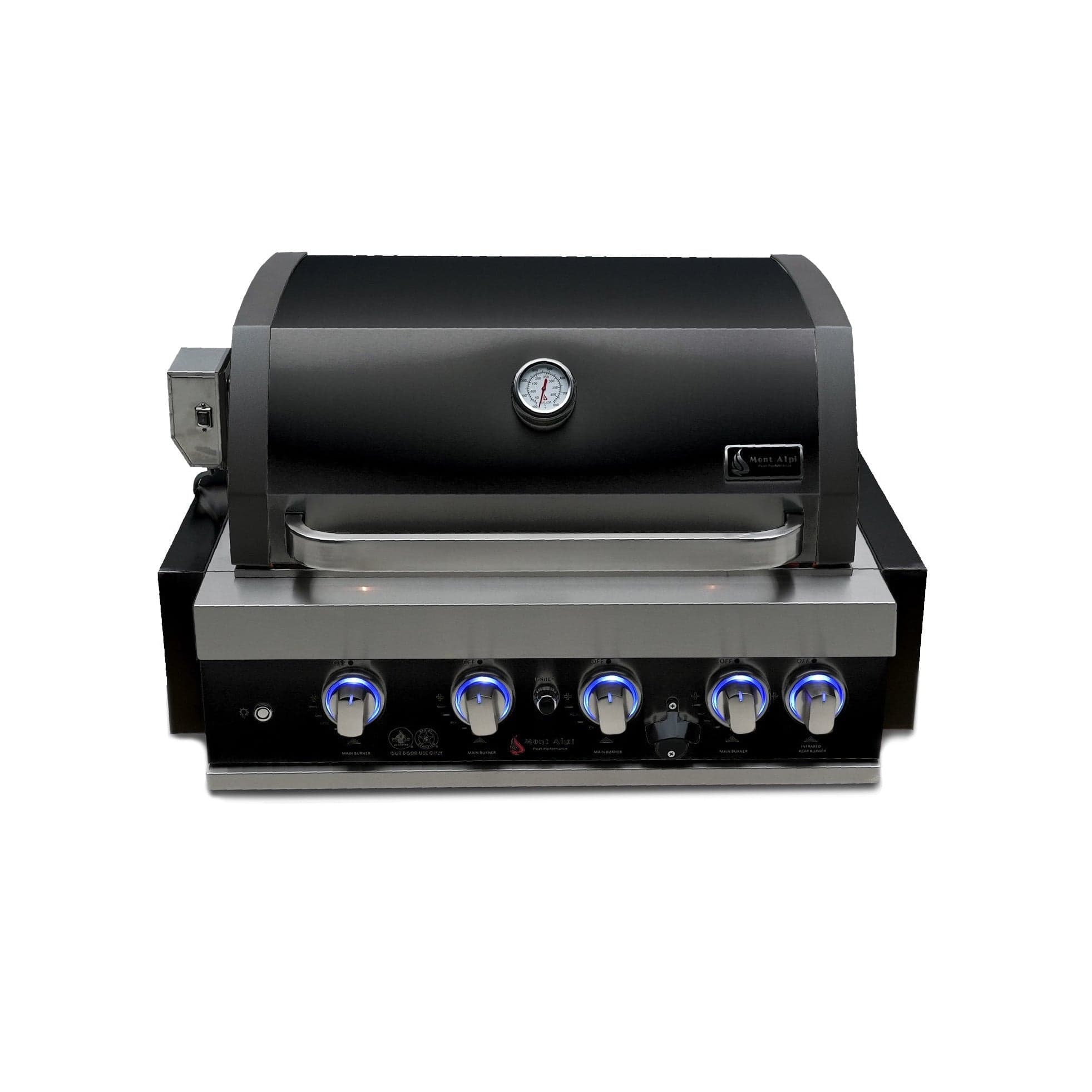 Mont Alpi Grills Mont Alpi 400 Black Stainless Steel Built-in Grill / 4-Burner Grill, Infrared Back Burner, Rotisserie Kit / MABi400-BSS