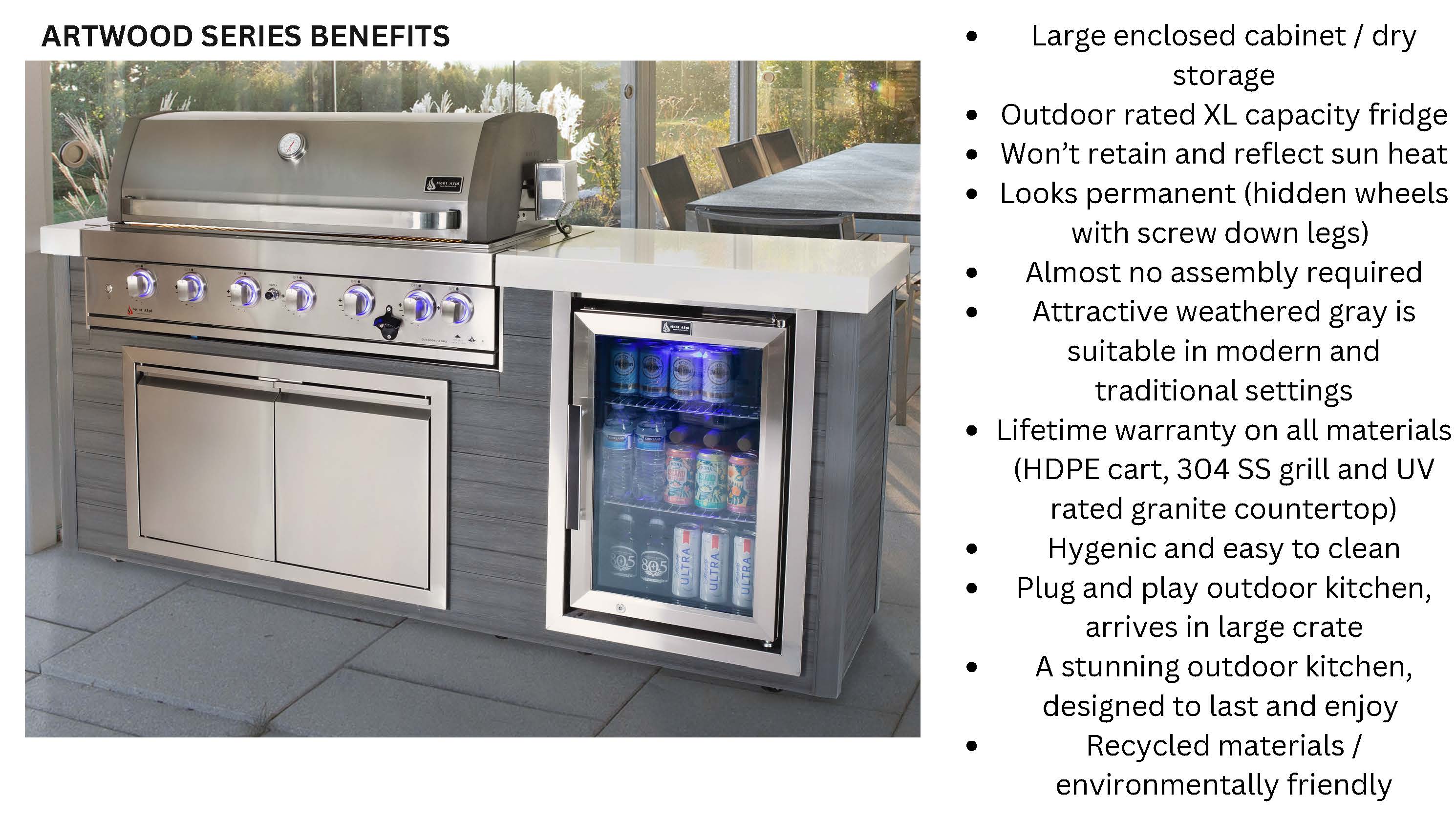 Mont Alpi 400 Artwood Island with Stainless Steel Grill and Fridge / 4