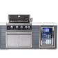 Mont Alpi Islands Mont Alpi 400 Black Stainless Steel Artwood Island with Fridge Cabinet / 4-Burner Grill, Fridge, Infrared Rear Burner, Rotisserie, Cover / MA400-AWBSS