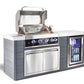 Mont Alpi Islands Mont Alpi 400 Black Stainless Steel Artwood Island with Fridge Cabinet / 4-Burner Grill, Fridge, Infrared Rear Burner, Rotisserie, Cover / MA400-AWBSS