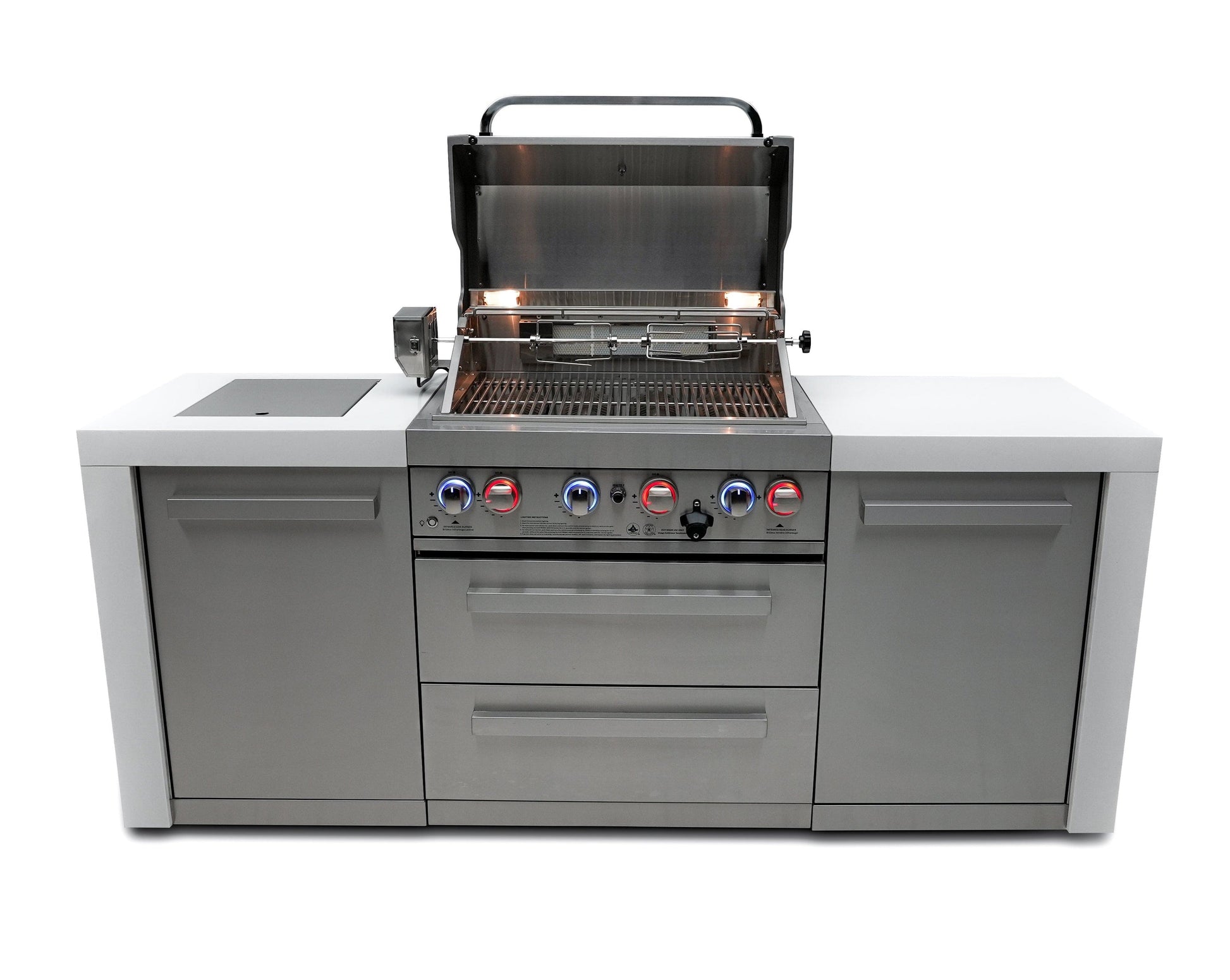Mont Alpi Islands Mont Alpi 400 Deluxe Island / 4-Burner Grill, 2 Infrared Burners, Stainless Steel, Rotisserie Kit, Cover / MAi400-D