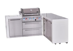 Mont Alpi Islands Mont Alpi 400 Deluxe Island with 90 Degree Corner and Extra Storage Cabinet | 4-Burner Grill, Stainless Steel | MAi400-D90XL