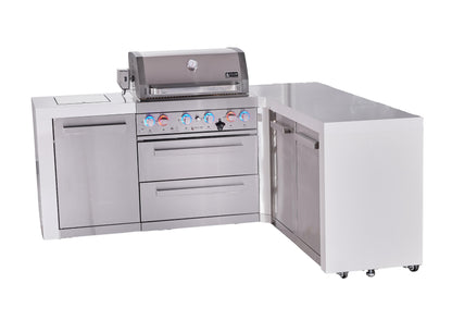 Mont Alpi Islands Mont Alpi 400 Deluxe Island with 90 Degree Corner and Extra Storage Cabinet | 4-Burner Grill, Stainless Steel | MAi400-D90XL