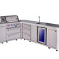 Mont Alpi Islands Mont Alpi 400 Deluxe Island with 90 Degree Corner, Beverage Center and Drawer Cabinet | 4-Burner Grill, 3 Drawers, Sink, Fridge, Stainless Steel | MAi400-D90BEVDR