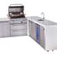 Mont Alpi Islands Mont Alpi 400 Deluxe Island with 90 Degree Corner, Beverage Center and Extra Storage Cabinet | 4-Burner Grill, Sink, Fridge, Stainless Steel | MAi400-D90BEVXL