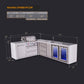 Mont Alpi Islands Mont Alpi 400 Deluxe Island with 90 Degree Corner, Beverage Center, Fridge Cabinet, and Drawer Cabinet | 4-Burner Grill, 3 Drawers, Sink, 2 Fridges, Stainless Steel | MAi400-D90BEVFCDR