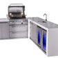 Mont Alpi Islands Mont Alpi 400 Deluxe Island with 90 Degree Corner, Beverage Center, Fridge Cabinet, and Extra Storage Cabinet | 4-Burner Grill, Sink, 2 Fridges, Stainless Steel | MAi400-D90BEVFCXL