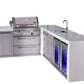 Mont Alpi Islands Mont Alpi 400 Deluxe Island with 90 Degree Corner, Beverage Center, Fridge Cabinet, and Extra Storage Cabinet | 4-Burner Grill, Sink, 2 Fridges, Stainless Steel | MAi400-D90BEVFCXL
