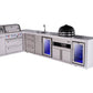 Mont Alpi Islands Mont Alpi 400 Deluxe Island with 90 Degree Corner, Beverage Center, Fridge Cabinet, Kamado Grill, and Drawer Cabinet | 4-Burner Grill, 3 Drawers Sink, 2 Fridges, Stainless Steel | MAi400-D90BEVFCKAMDR