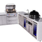 Mont Alpi Islands Mont Alpi 400 Deluxe Island with 90 Degree Corner, Beverage Center, Fridge Cabinet, Kamado Grill, and Extra Storage Cabinet | 4-Burner Grill, Sink, 2 Fridges, Stainless Steel | MAi400-D90BEVFCKAMXL