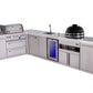 Mont Alpi Islands Mont Alpi 400 Deluxe Island with 90 Degree Corner, Beverage Center, Kamado Grill, and Extra Storage Cabinet | 4-Burner Grill, Sink, Fridge, Stainless Steel | MAi400-D90BEVKAMXL