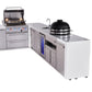 Mont Alpi Islands Mont Alpi 400 Deluxe Island with 90 Degree Corner, Beverage Center, Kamado Grill, and Extra Storage Cabinet | 4-Burner Grill, Sink, Fridge, Stainless Steel | MAi400-D90BEVKAMXL