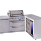 Mont Alpi Islands Mont Alpi 400 Deluxe Island with 90 Degree Corner, Fridge Cabinet, and Drawer Cabinet | 4-Burner Grill, 3 Drawers, Fridge, Stainless Steel | MAi400-D90FCDR