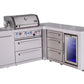 Mont Alpi Islands Mont Alpi 400 Deluxe Island with 90 Degree Corner, Fridge Cabinet, and Drawer Cabinet | 4-Burner Grill, 3 Drawers, Fridge, Stainless Steel | MAi400-D90FCDR