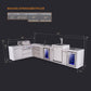 Mont Alpi Islands Mont Alpi 400 Deluxe Island with 90 Degree Corner, Kegeragor, Beverage Center, Fridge Cabinet, Drawer Cabinet | 4-Burner Grill, 3 Drawers, 3 Beer Taps, Sink, 2 Fridges, Stainless Steel | MAi400-D90KEGBEVFCDR