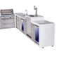 Mont Alpi Islands Mont Alpi 400 Deluxe Island with 90 Degree Corner, Kegeragor, Beverage Center, Fridge Cabinet, Drawer Cabinet | 4-Burner Grill, 3 Drawers, 3 Beer Taps, Sink, 2 Fridges, Stainless Steel | MAi400-D90KEGBEVFCDR