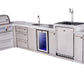 Mont Alpi Islands Mont Alpi 400 Deluxe Island with 90 Degree Corner, Kegerator, Beverage Center, and Drawer Cabinet | 4-Burner Grill, 3 Drawers, 3 Beer Taps, Sink, Fridge, Stainless Steel | MAi400-D90KEGBEVDR