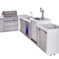 Mont Alpi Islands Mont Alpi 400 Deluxe Island with 90 Degree Corner, Kegerator, Beverage Center, and Extra Storage Cabinet | 4-Burner Grill, 3 Beer Taps, Sink, Fridge, Stainless Steel | MAi400-D90KEGBEVXL
