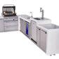 Mont Alpi Islands Mont Alpi 400 Deluxe Island with 90 Degree Corner, Kegerator, Beverage Center, and Extra Storage Cabinet | 4-Burner Grill, 3 Beer Taps, Sink, Fridge, Stainless Steel | MAi400-D90KEGBEVXL