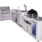 Mont Alpi Islands Mont Alpi 400 Deluxe Island with 90 Degree Corner, Kegerator, Beverage Center, Fridge Cabinet, Kamado, Drawer Cabinet | 4-Burner Grill, 3 Drawers, 3 Beer Taps Sink, 2 Fridges, Stainless Steel | MAi400-D90KEGBEVFCKAMDR