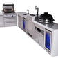 Mont Alpi Islands Mont Alpi 400 Deluxe Island with 90 Degree Corner, Kegerator, Beverage Center, Fridge Cabinet, Kamado Grill, and Extra Storage Cabinet | 4-Burner Grill, 3 Beer Taps, Sink, 2 Fridges, Stainless Steel | MAi400-D90KEGBEVFCKAMXL