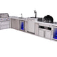 Mont Alpi Islands Mont Alpi 400 Deluxe Island with 90 Degree Corner, Kegerator, Beverage Center, Fridge Cabinet, Kamado Grill, and Extra Storage Cabinet | 4-Burner Grill, 3 Beer Taps, Sink, 2 Fridges, Stainless Steel | MAi400-D90KEGBEVFCKAMXL
